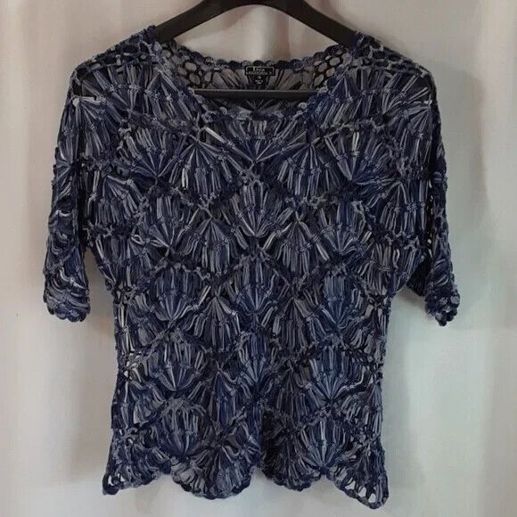 Lisa international size PM loose knit sweater See (pics) blue * - Picture 1 of 12